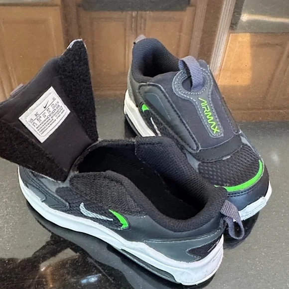 Nike Air Max Kids Sneakers - Black with Green Accents - Picture 2 of 13